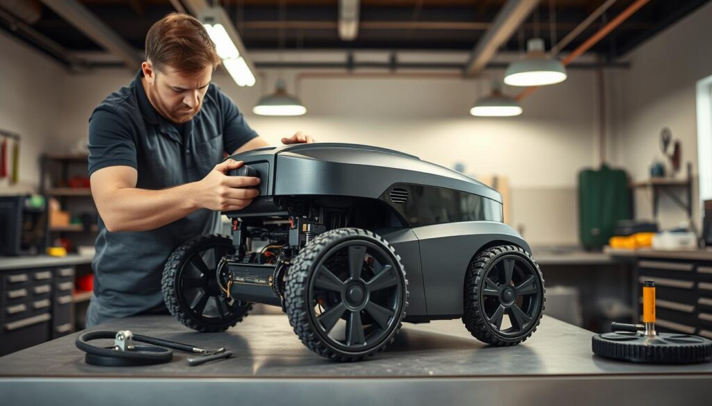 robot koszący na dużych nierównościach