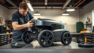 robot koszący na dużych nierównościach